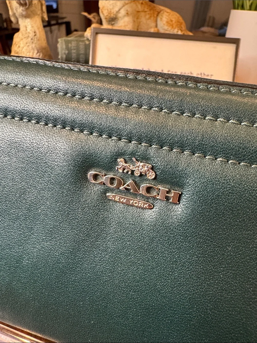 Coach Teal Zip Wallet with Silver Logo - Picture 2 of 11